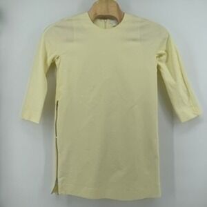 COS Women's Yellow Mini Dress‎ 3/4 Sleeve Shift Dress with Zipper Detail Size 10
